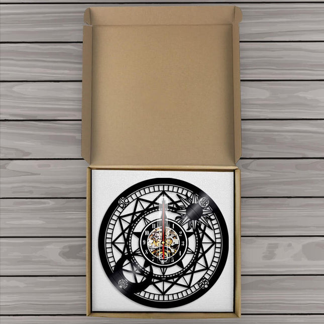Nautisk veggklokke av vinyl med kompass