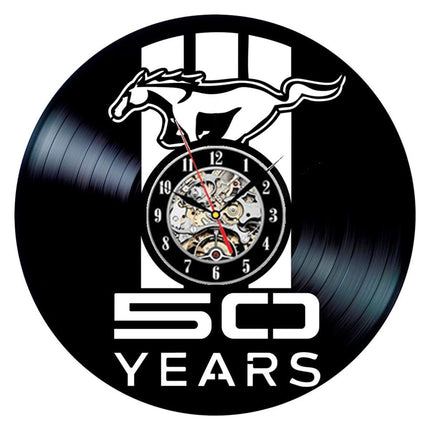 Ford Mustang bil vinylplate veggklokke