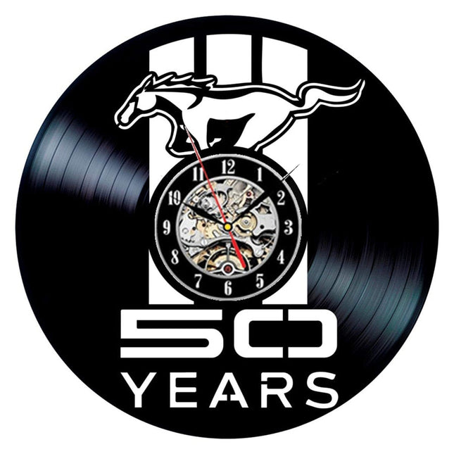 Ford Mustang bil vinylplate veggklokke