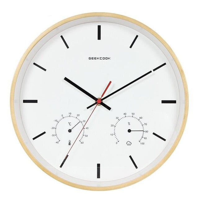 Veggklokke med termometer og hygrometer