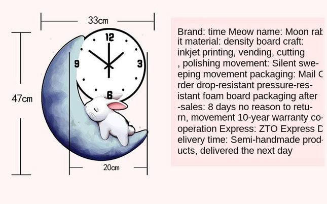 Veggklokke til barnerom med kanin