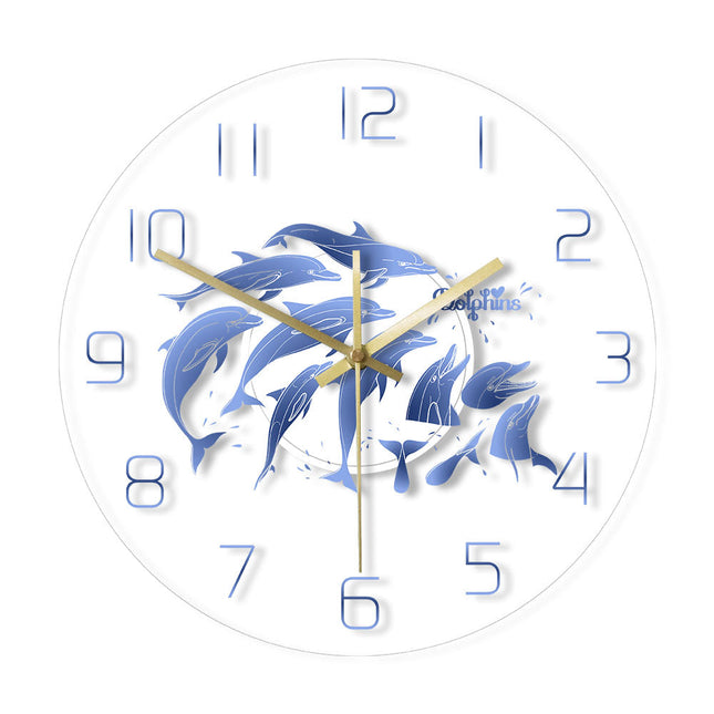 Dekorativ veggklokke med blå delfiner