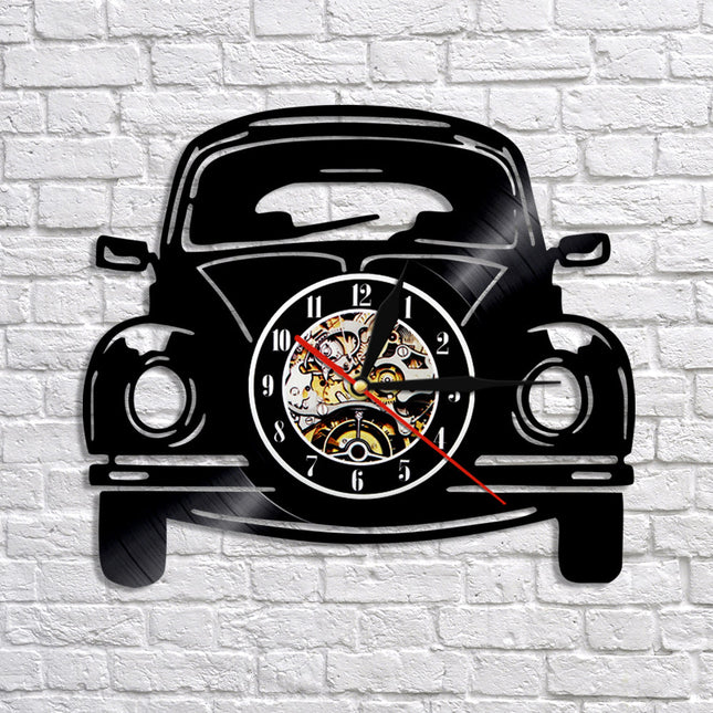 VW Boble bil vinylplate veggklokke