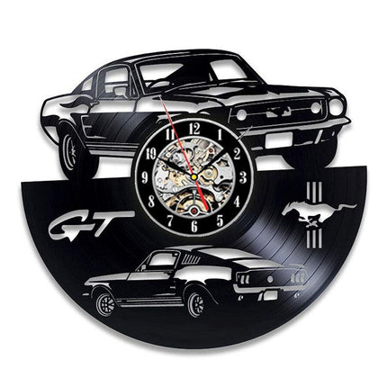 Ford Mustang bil vinylplate veggklokke