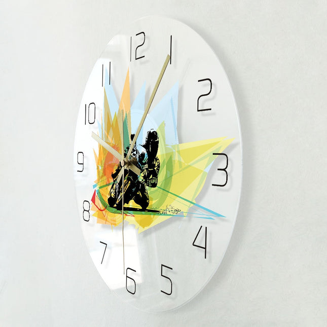 Veggklokke med MotoGP motorsykkel-motiv