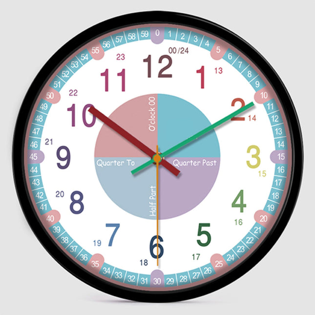 Pedagogisk veggklokke for å lære klokken