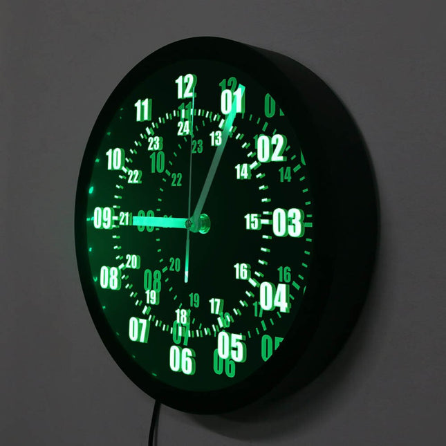 Militær stil LED veggklokke 24-timer