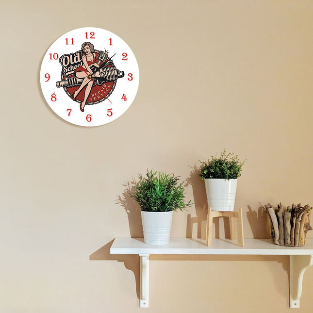 Old School veggklokke for garasje