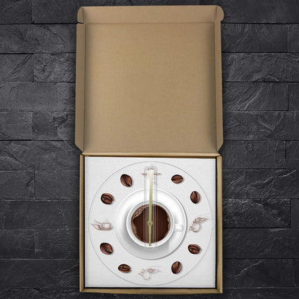 Unik veggklokke med kaffekopp-motiv
