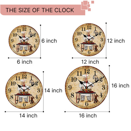 Vintage veggklokke i tre, patchwork