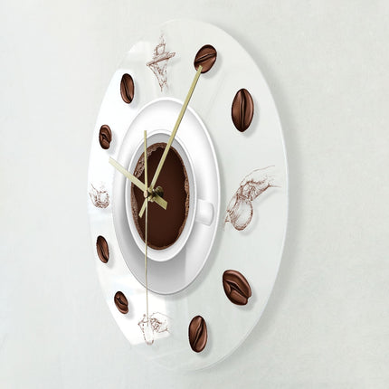Unik veggklokke med kaffekopp-motiv