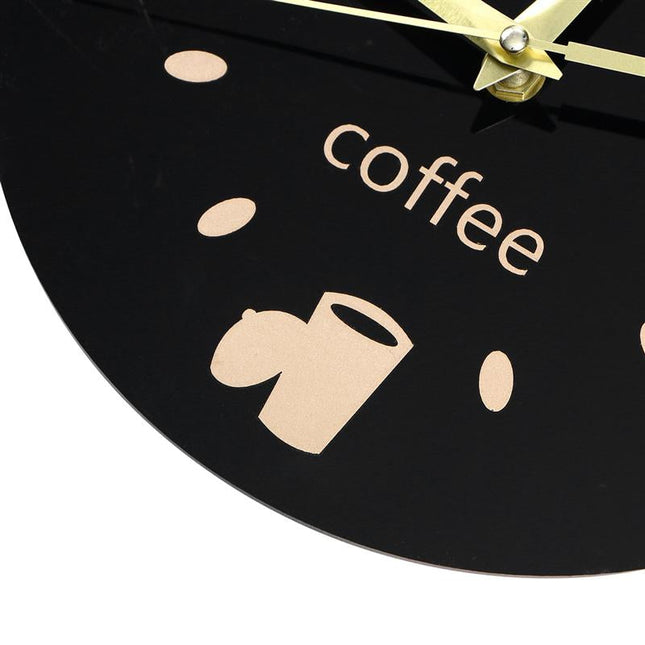 Veggklokke med katt og kaffe motiv