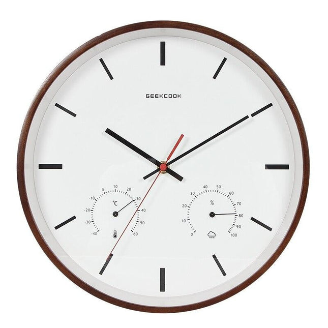 Veggklokke med termometer og hygrometer