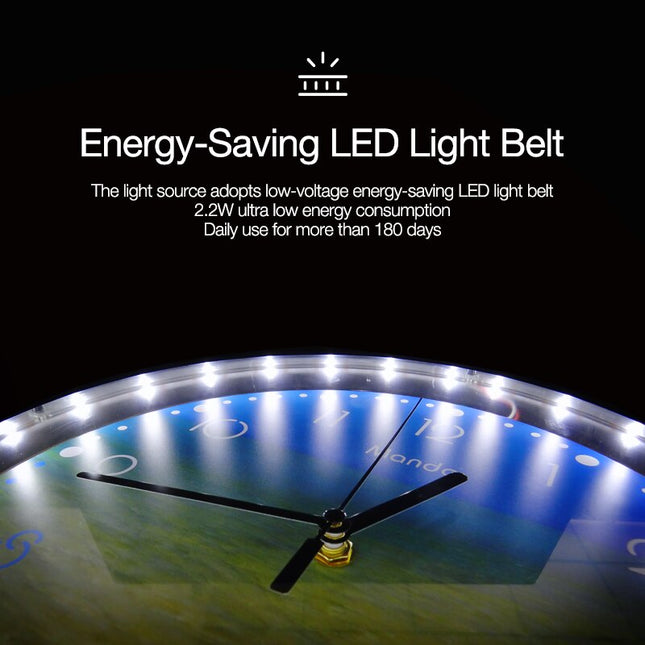 Lysende veggklokke med nattlys LED