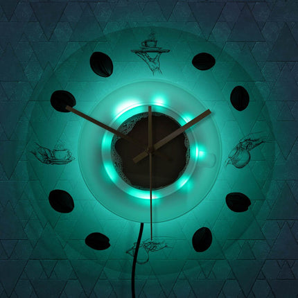 Unik veggklokke med kaffekopp-motiv