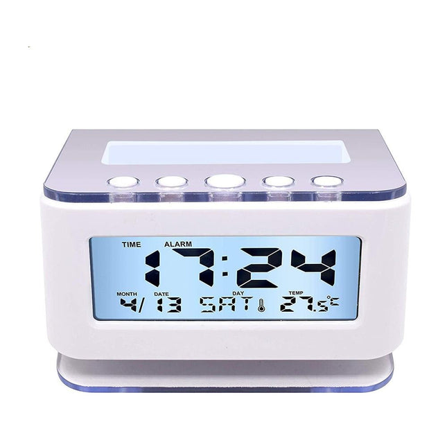 Digital vekkeklokke med dato og temperatur