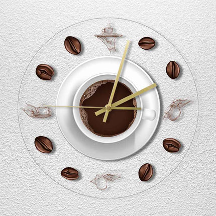 Unik veggklokke med kaffekopp-motiv