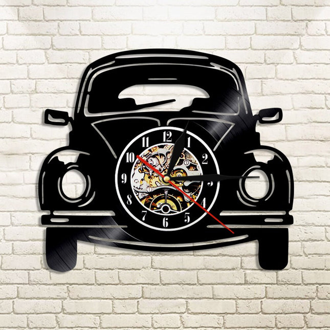 VW Boble bil vinylplate veggklokke