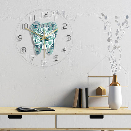 Veggklokke til tannlegekontor med tanndesign