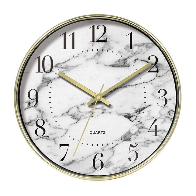 Moderne kvartsklokke med hvit marmor urskive