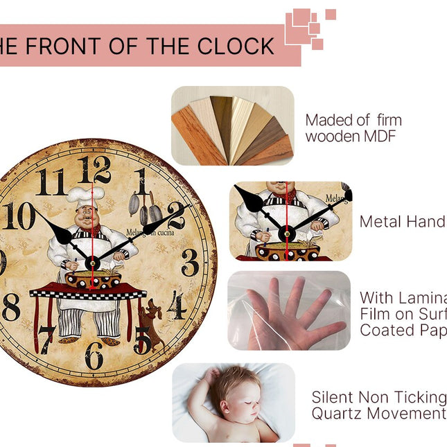 Rund vintage veggklokke med verdenskart