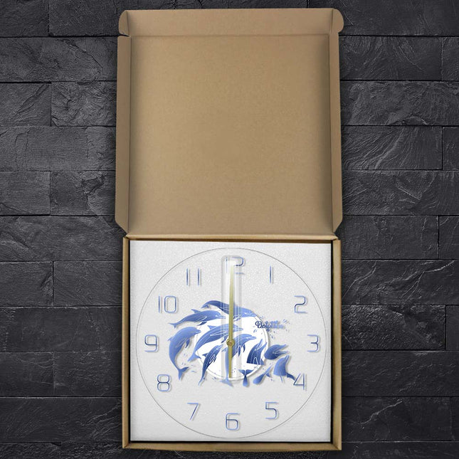 Dekorativ veggklokke med blå delfiner
