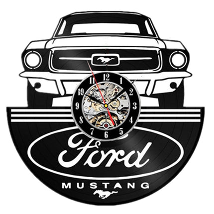 Ford Mustang bil vinylplate veggklokke