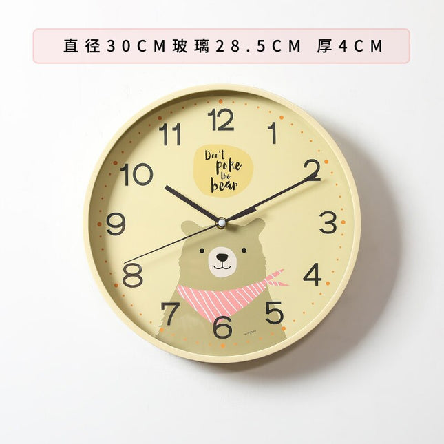 Rund veggklokke med kanin for barn