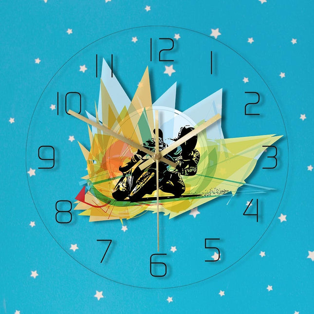 Veggklokke med MotoGP motorsykkel-motiv