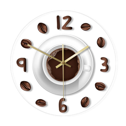 Unik veggklokke med kaffekopp-motiv