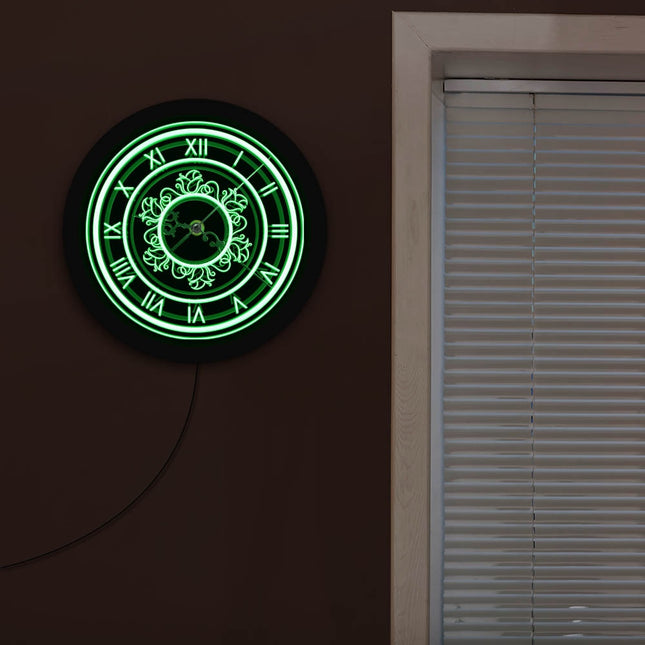 Retro LED veggklokke med romertall