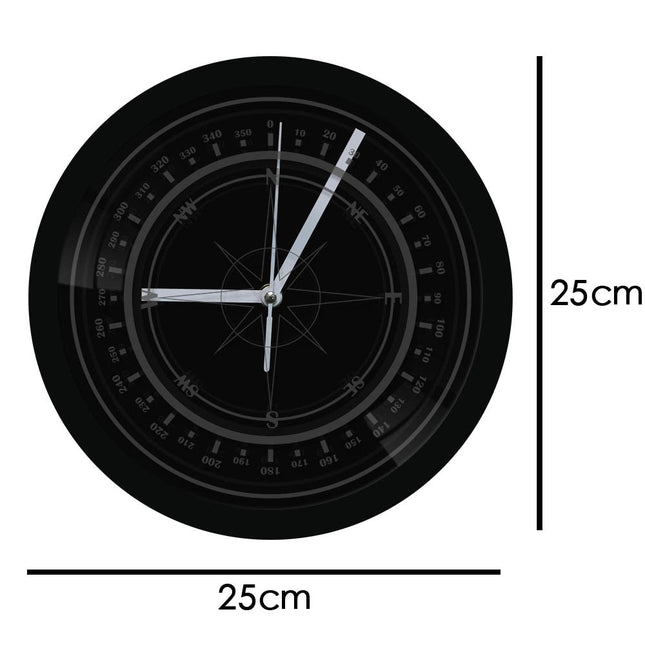 LED-veggklokke med lysende kompassdesign