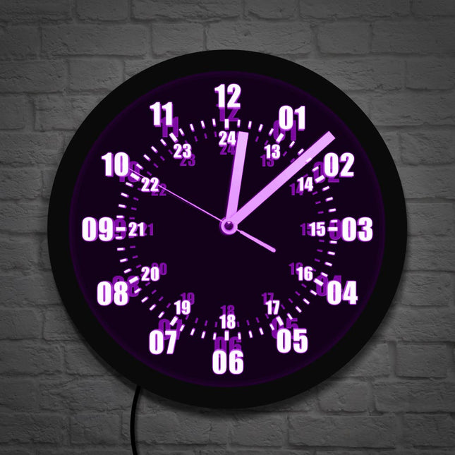 Militær stil LED veggklokke 24-timer