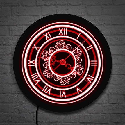 Retro LED veggklokke med romertall