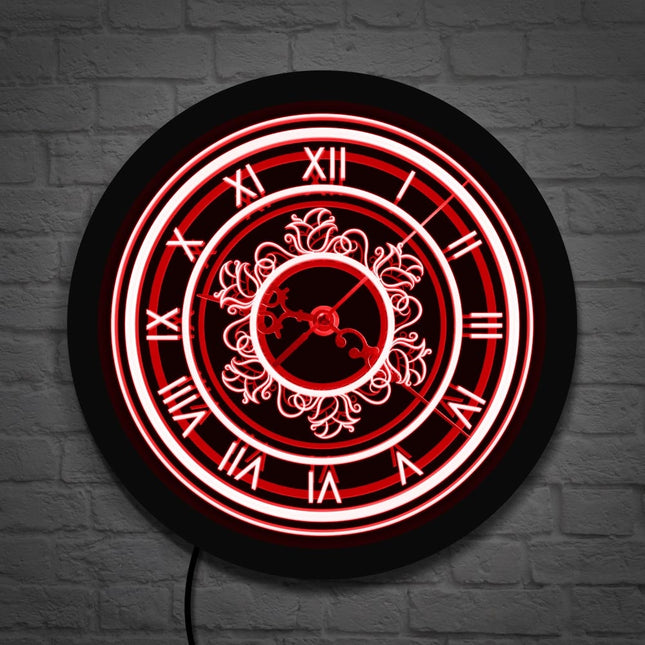 Retro LED veggklokke med romertall