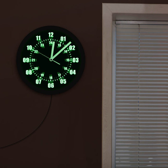 Militær stil LED veggklokke 24-timer