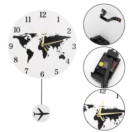 Vegglokke med verdenskart og pendel