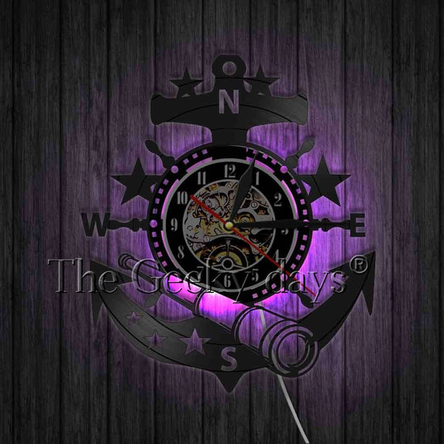 Maritim vinylklokke med anker