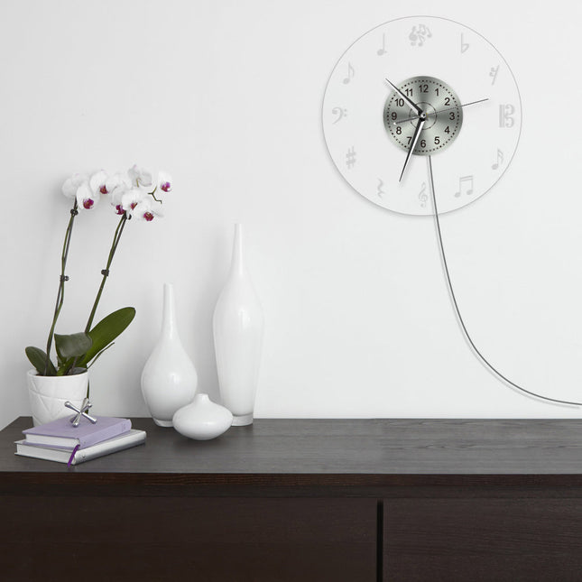 LED veggklokke med musikknoter design
