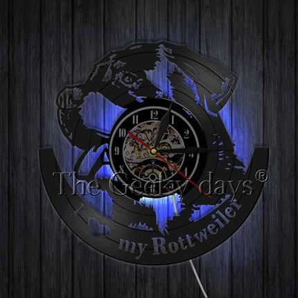 Rottweiler hund vinylplate veggklokke gave