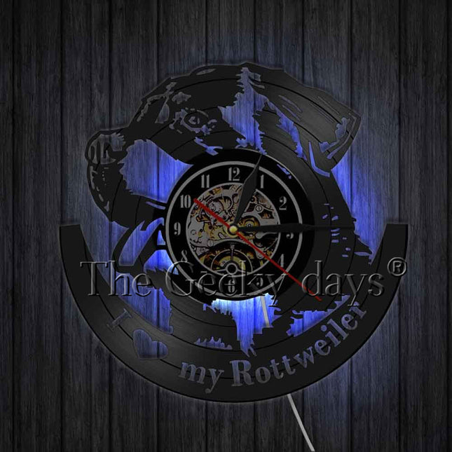 Rottweiler hund vinylplate veggklokke gave