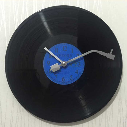 Retro platespiller design vinyl veggklokke