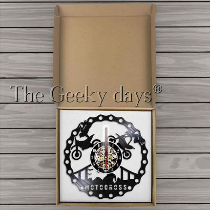 Veggklokke med motorsykkel motiv vinylplate