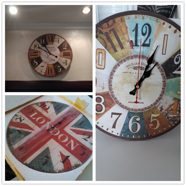 Veggklokke med rosa roser og blomster