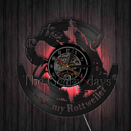 Rottweiler hund vinylplate veggklokke gave