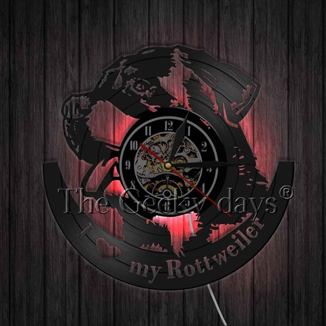 Rottweiler hund vinylplate veggklokke gave