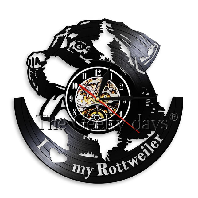 Rottweiler hund vinylplate veggklokke gave