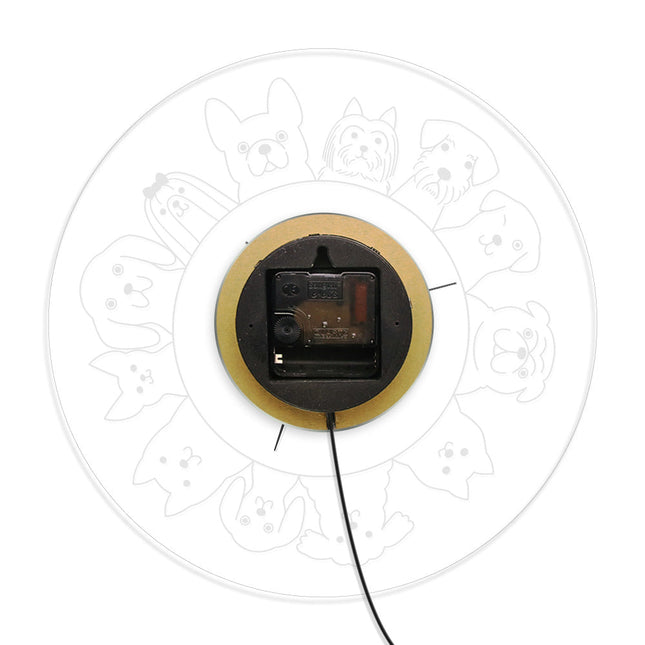 Lysende LED-veggklokke med hundemotiver