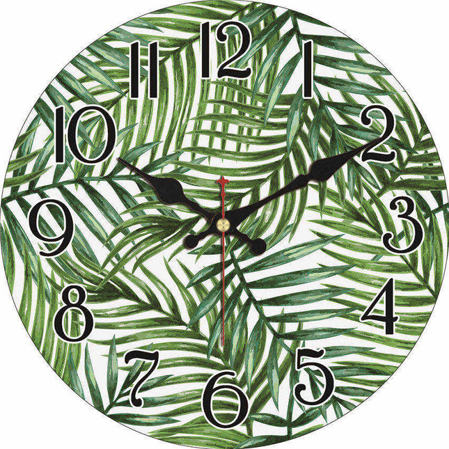 Veggklokke med tropisk bladmønster