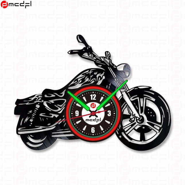 Motocross vinylklokke rød og grønn